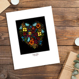 Flower Heart framed Sarah Angst Art giclee reproduction print. Created & reproduced in Bozeman, Montana.