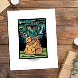 Under the Northern Lights bears framed Sarah Angst Art giclee reproduction print. Created & reproduced in Bozeman, Montana.