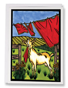 SA165: Nanny Goat - Sarah Angst Art Greeting Cards, Giclee Prints, Jewelry, More