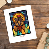 Bear in Forest framed Sarah Angst Art giclee reproduction print. Created & reproduced in Bozeman, Montana.