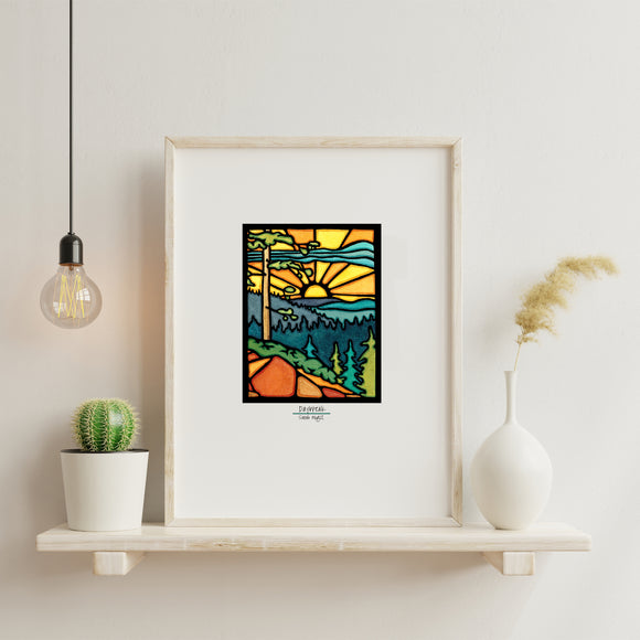 Daybreak framed Sarah Angst Art giclee reproduction print. Created & reproduced in Bozeman, Montana.
