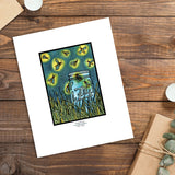 Fireflies framed Sarah Angst Art giclee reproduction print. Created & reproduced in Bozeman, Montana.