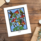 Hummingbirds framed Sarah Angst Art giclee reproduction print. Created & reproduced in Bozeman, Montana.