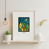 Moonlit Forest framed Sarah Angst Art giclee reproduction print. Created & reproduced in Bozeman, Montana.