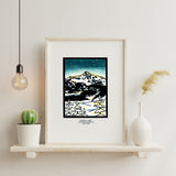 Mountain Night framed Sarah Angst Art giclee reproduction print. Created & reproduced in Bozeman, Montana.