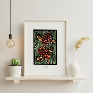 Pinecones framed Sarah Angst Art giclee reproduction print. Created & reproduced in Bozeman, Montana.