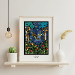 Shooting Star framed Sarah Angst Art giclee reproduction print. Created & reproduced in Bozeman, Montana.