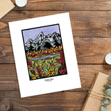Tetons framed Sarah Angst Art giclee reproduction print. Created & reproduced in Bozeman, Montana.