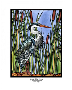 Blue Heron - 8"x10" Overstock - Sarah Angst Art Greeting Cards, Giclee Prints, Jewelry, More