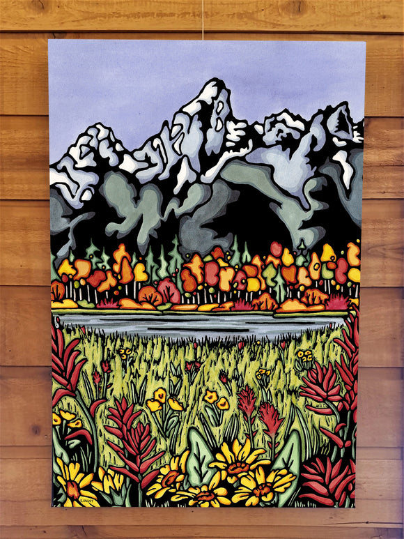 The Tetons Canvas - Sarah Angst Art Greeting Cards, Giclee Prints, Jewelry, More