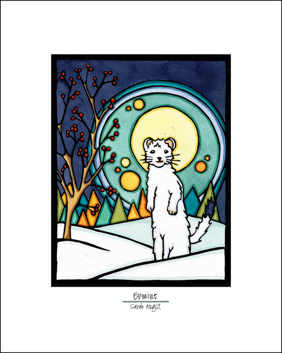 Ermine in Forest - Simple Giclee Print