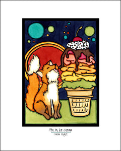 Fox & Ice Cream - Simple Giclee Print
