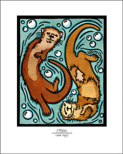Otters - Simple Giclee Print