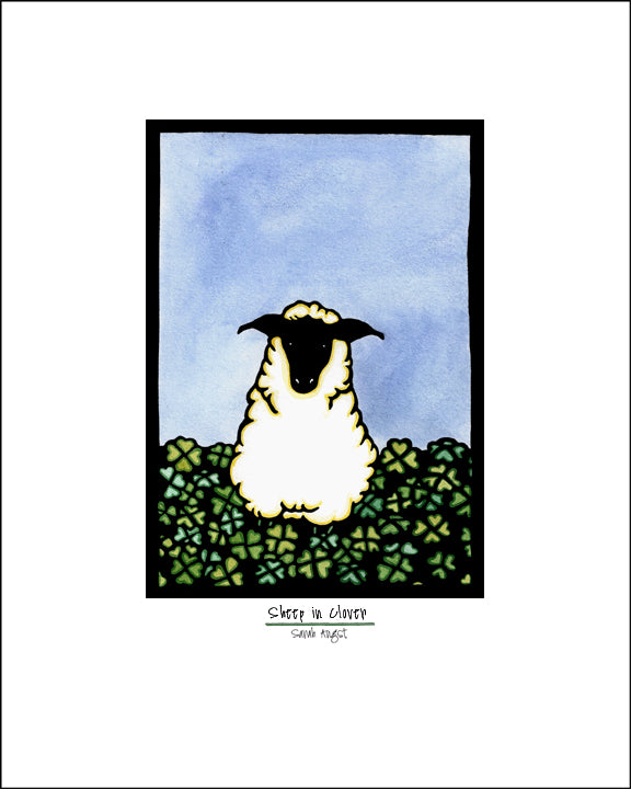 Sheep in Clover - Simple Giclee Print
