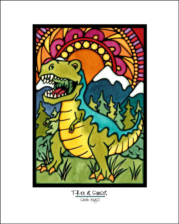 T-Rex at Sunset - Simple Giclee Print