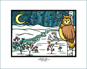 Winter Owl - 8"x10" Overstock - Sarah Angst Art Greeting Cards, Giclee Prints, Jewelry, More