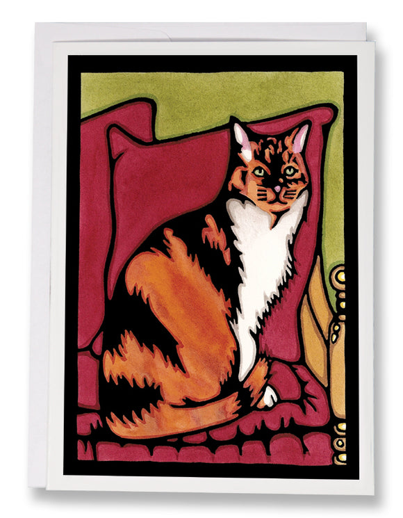 SA001: Calico Cat - Sarah Angst Art Greeting Cards, Giclee Prints, Jewelry, More