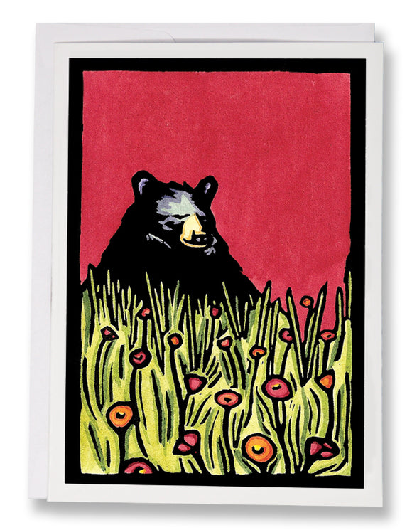 SA011: Naptime Bear - Sarah Angst Art Greeting Cards, Giclee Prints, Jewelry, More. Artist Greeting Cards for Sale.