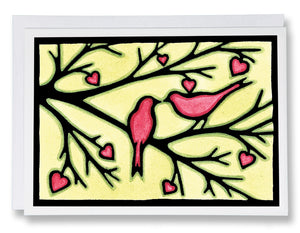 SA013: Love Birds - Sarah Angst Art Greeting Cards, Giclee Prints, Jewelry, More