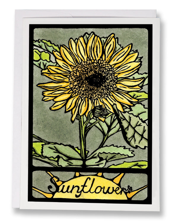 SA051: Sunflower - Sarah Angst Art Greeting Cards, Giclee Prints, Jewelry, More