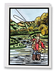 SA067: Fly Fishing - Sarah Angst Art Greeting Cards, Giclee Prints, Jewelry, More