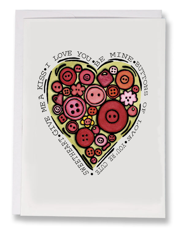 SA073: Buttons Of Love - Sarah Angst Art Greeting Cards, Giclee Prints, Jewelry, More