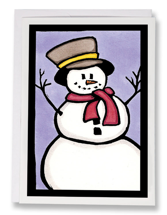 SA086: Snowman - Sarah Angst Art Greeting Cards, Giclee Prints, Jewelry, More