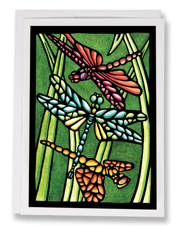 SA140: Three Dragonflies - Sarah Angst Art Greeting Cards, Giclee Prints, Jewelry, More