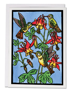 SA163: Hummingbirds - Sarah Angst Art Greeting Cards, Giclee Prints, Jewelry, More. Artist Greeting Cards for Sale.