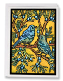 SA188: Bluebirds - Sarah Angst Art Greeting Cards, Giclee Prints, Jewelry, More