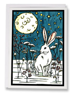 Winter Rabbit - 209 - Sarah Angst Art Greeting Cards, Giclee Prints, Jewelry, More