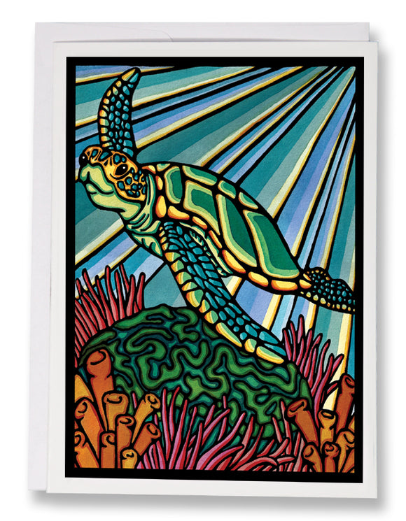 Sea Turtle - Sarah Angst Art Greeting Cards, Giclee Prints, Jewelry, More. Artist Greeting Cards for Sale.