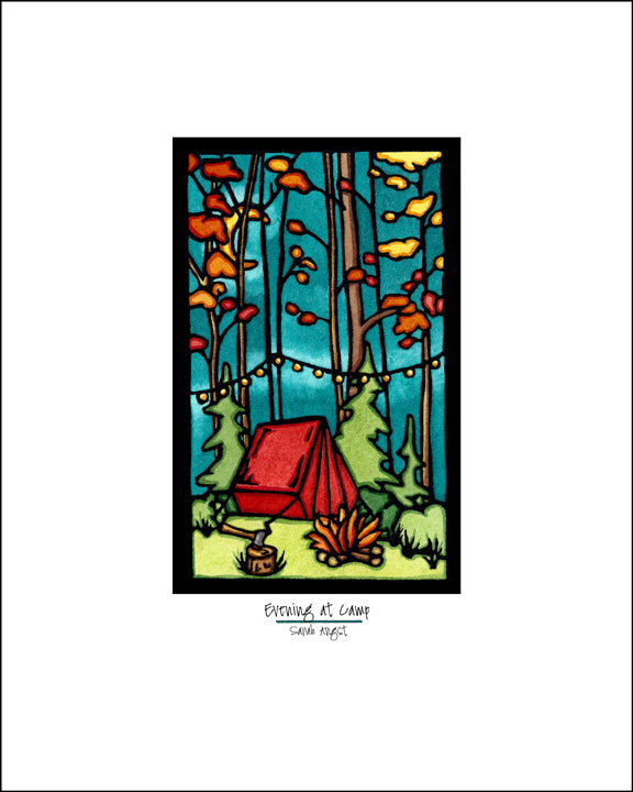 Evening at Camp - Simple Giclee Print - Sarah Angst Art Greeting Cards, Giclee Prints, Jewelry, More