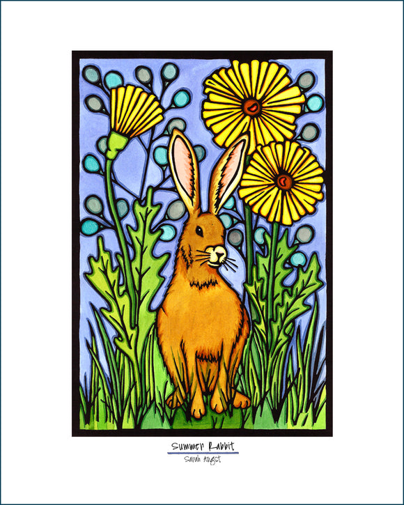 Summer Rabbit - Simple Giclee Print - Sarah Angst Art Greeting Cards, Giclee Prints, Jewelry, More