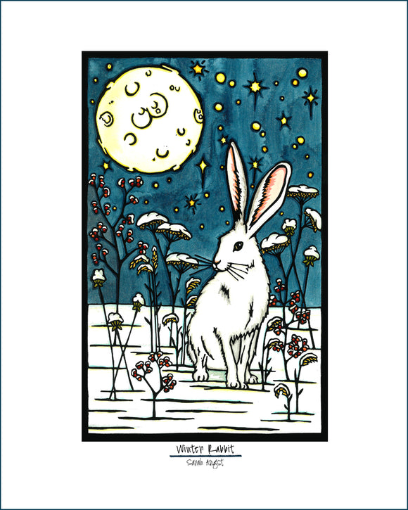 Winter Rabbit - Simple Giclee Print - Sarah Angst Art Greeting Cards, Giclee Prints, Jewelry, More