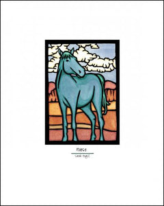 Blue Horse - Simple Giclee Print - Sarah Angst Art Greeting Cards, Giclee Prints, Jewelry, More