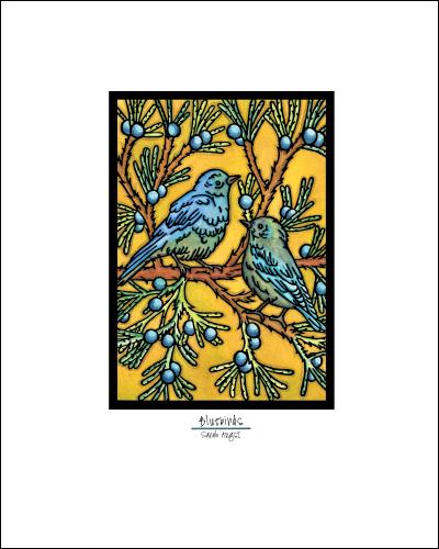 Bluebirds - Simple Giclee Print - Sarah Angst Art Greeting Cards, Giclee Prints, Jewelry, More